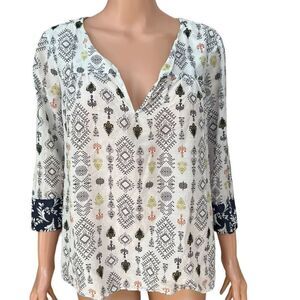 Massimo Dutti silk blend Tribal Print Boho Blouse size 10